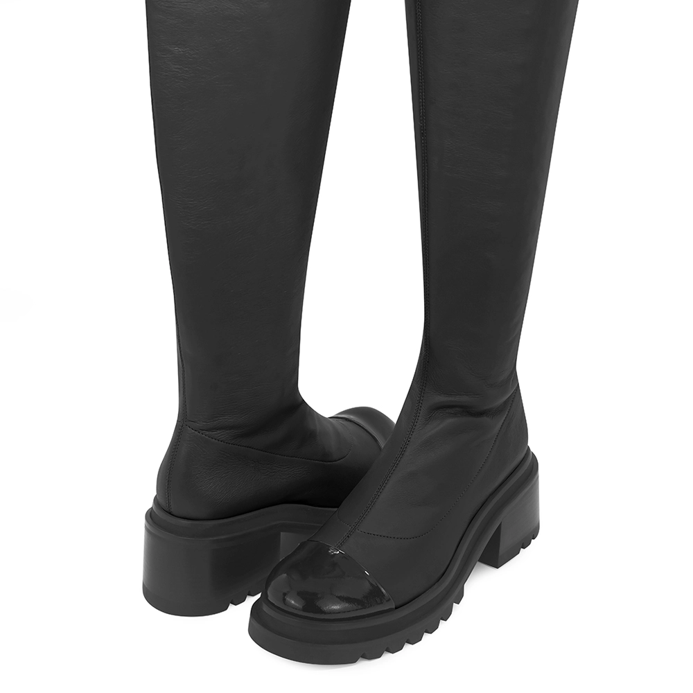 Bota Cano Longo Marchesi Verniz Preto Multi Baronesa Preto