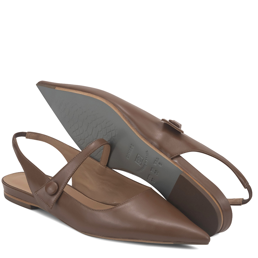 Sapatilha Slingback Narcisa Pelica Baronesa Marrom Claro