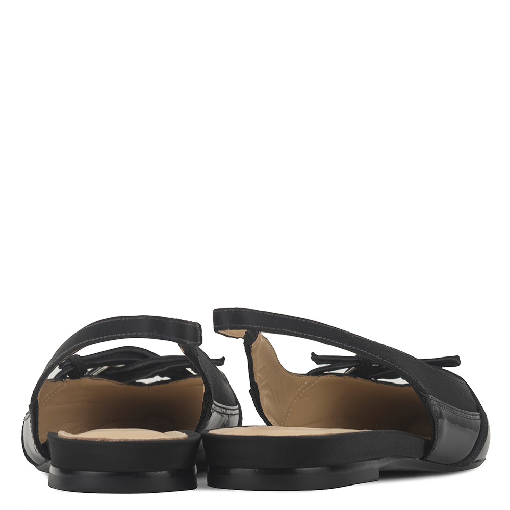 Sapatilha Slingback Sinara Cetim Baronesa Preto Multi