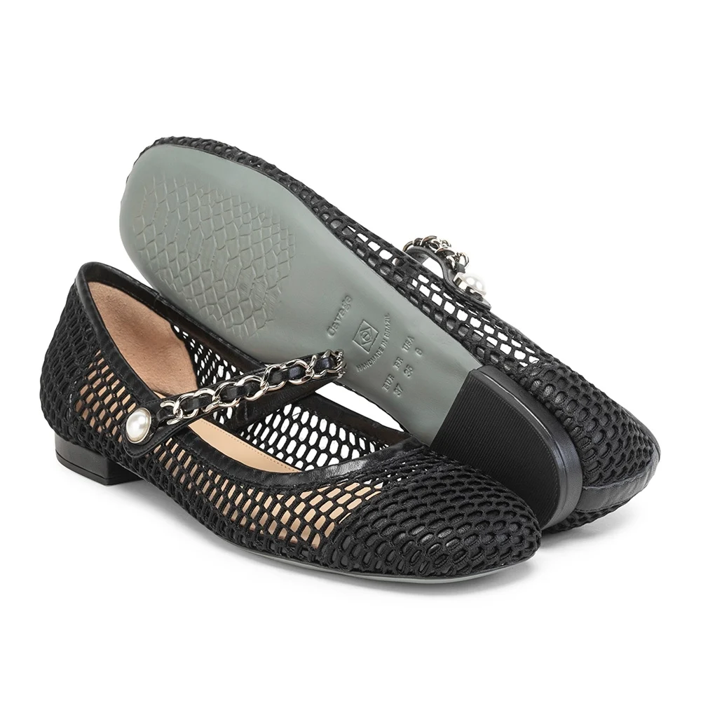Sapatilha Jacqueline Pelica/Tela Baronesa Preto