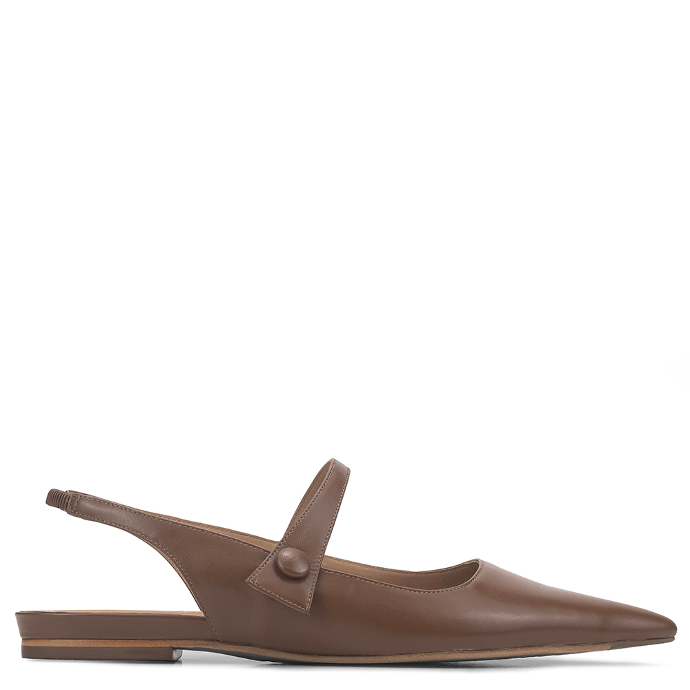 Sapatilha Slingback Narcisa Pelica Baronesa Marrom Claro