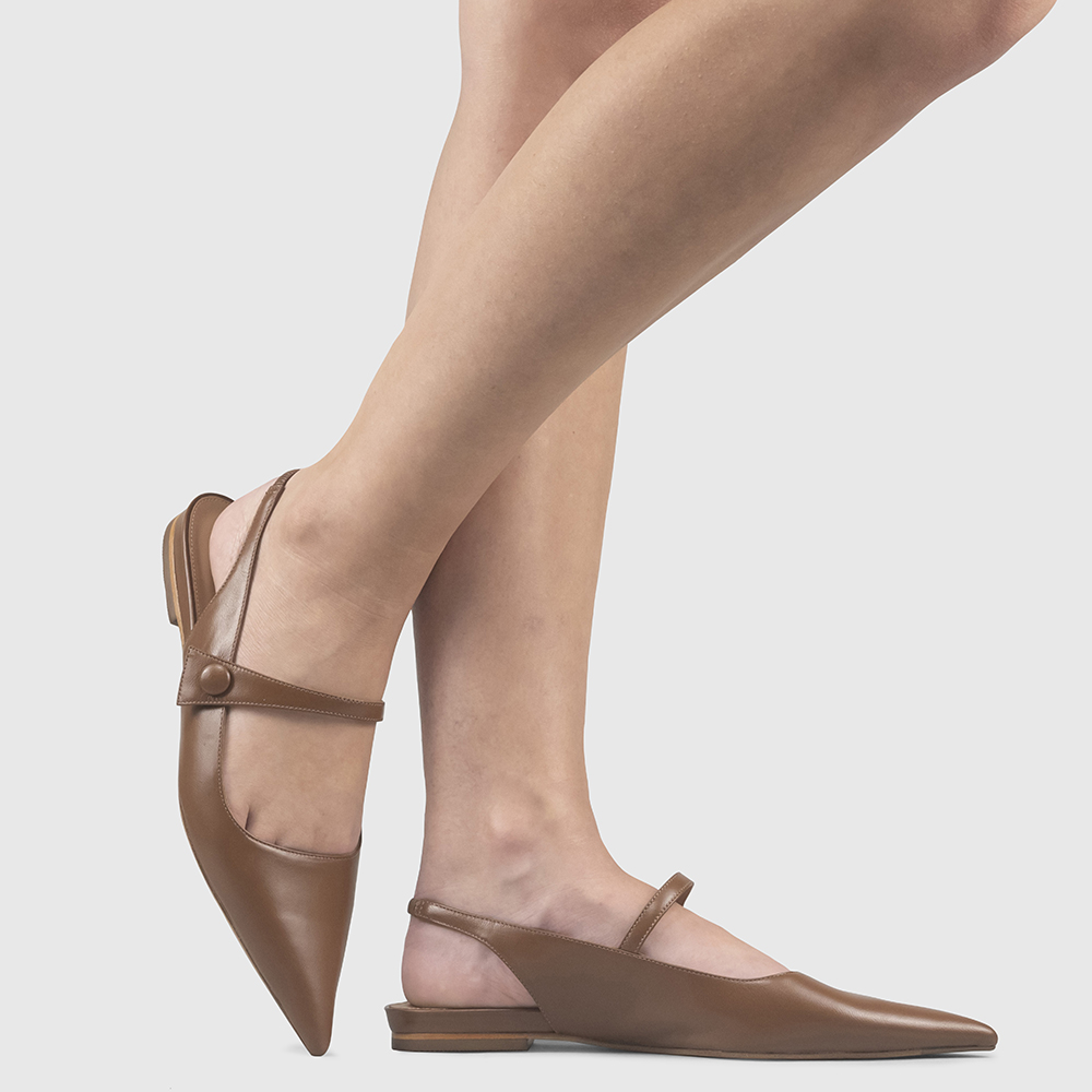 Sapatilha Slingback Narcisa Pelica Baronesa Marrom Claro
