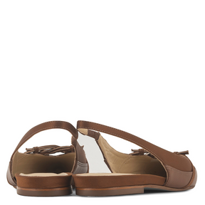 Sapatilha Slingback Sinara Cetim Baronesa Marrom Claro Multi