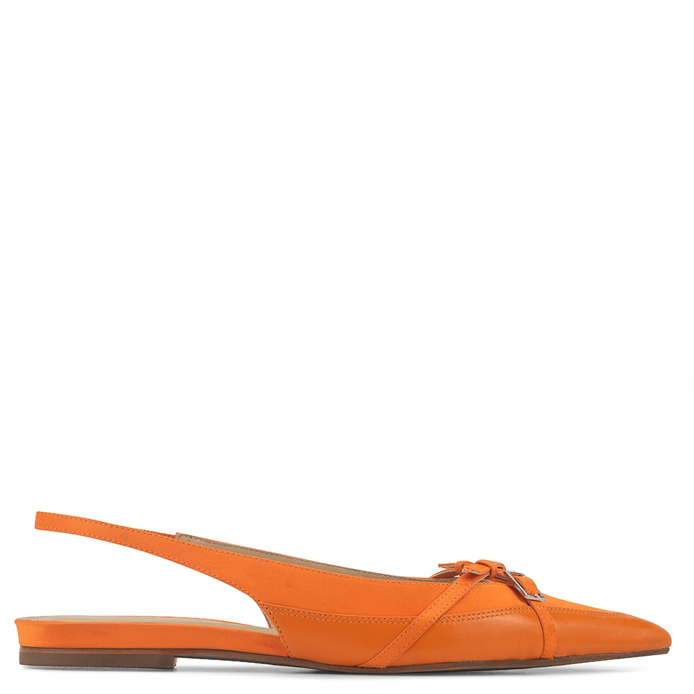 Sapatilha Slingback Sinara Cetim Baronesa Laranja Multi