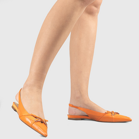 Sapatilha Slingback Sinara Cetim Baronesa Laranja Multi